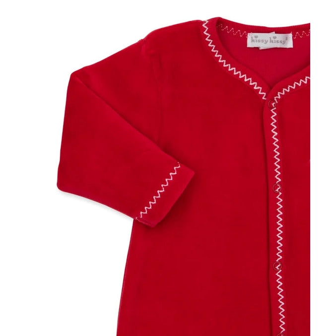Baby's First Christmas Red Velour Footie