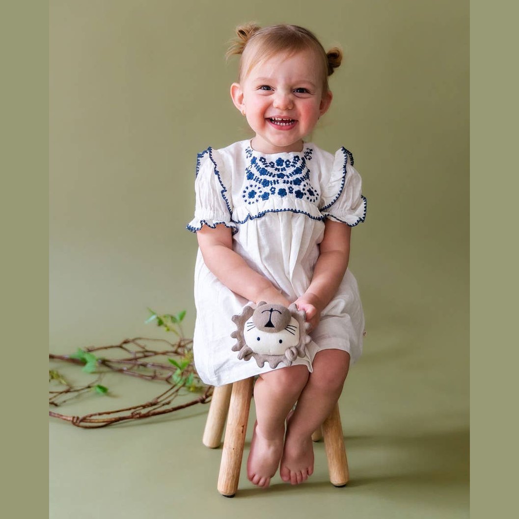 Natural Lion Organic Stuffed Animal Baby Ring Rattle