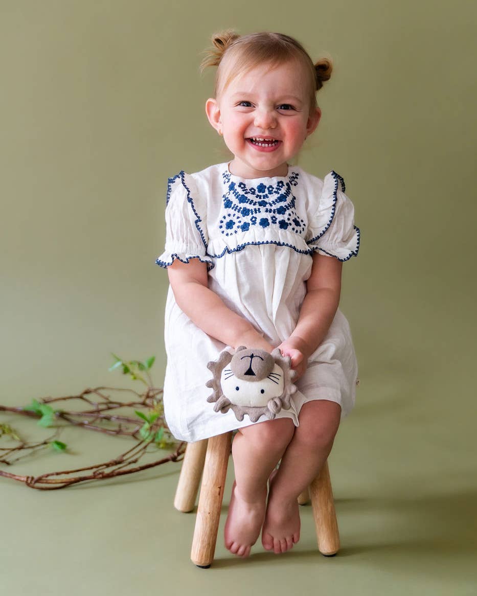 Natural Lion Organic Stuffed Animal Baby Ring Rattle