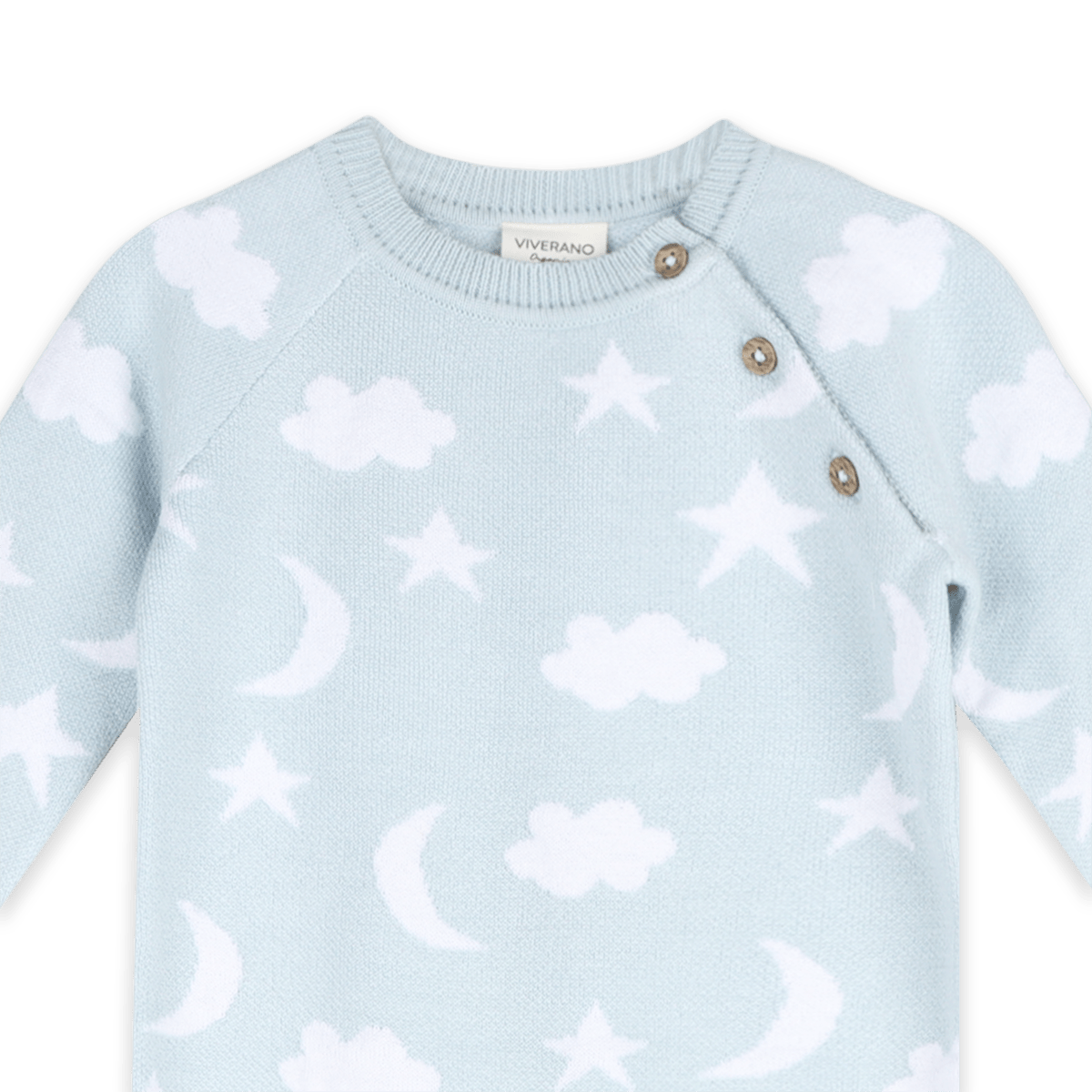 Baby Blue Moon & Stars Dream Knit Jumpsuit Romper