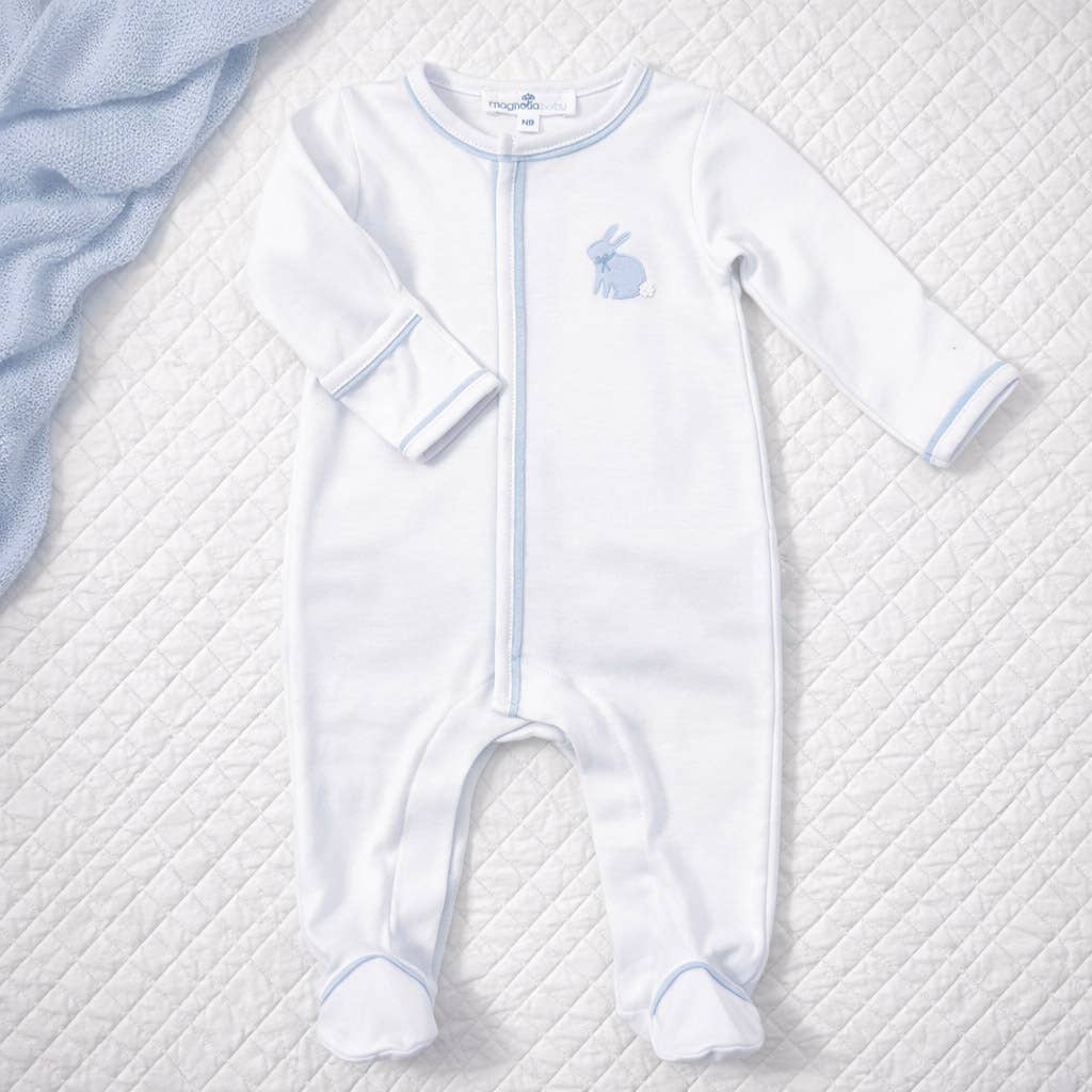 Leaping Bunnies Footie - Light Blue