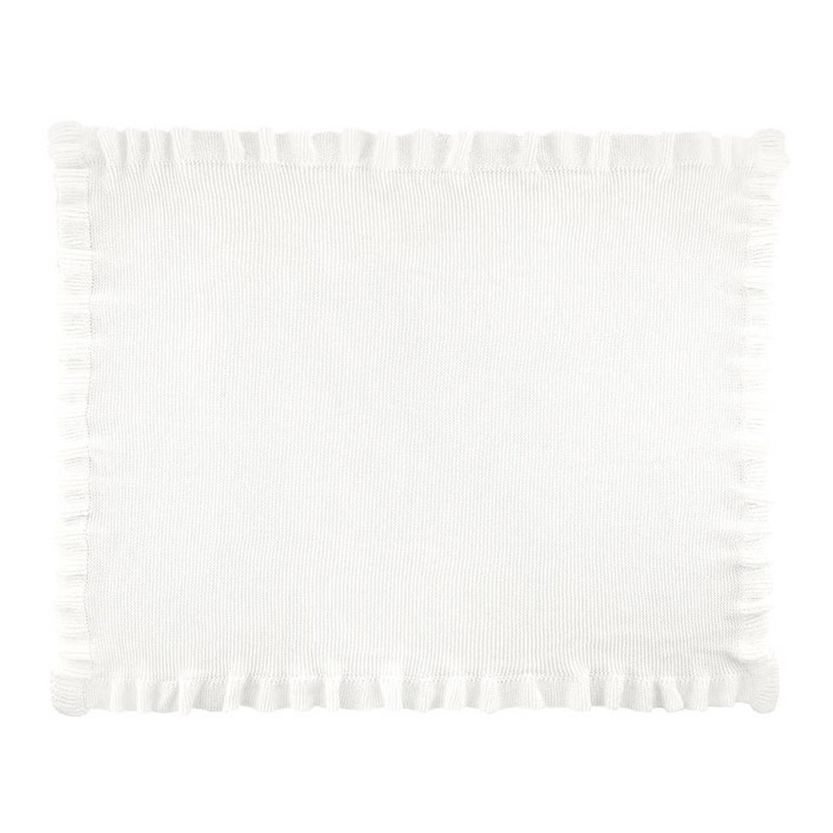 Knit Blankets with Ruffle - White: 100% cotton / 40" W x 32" H