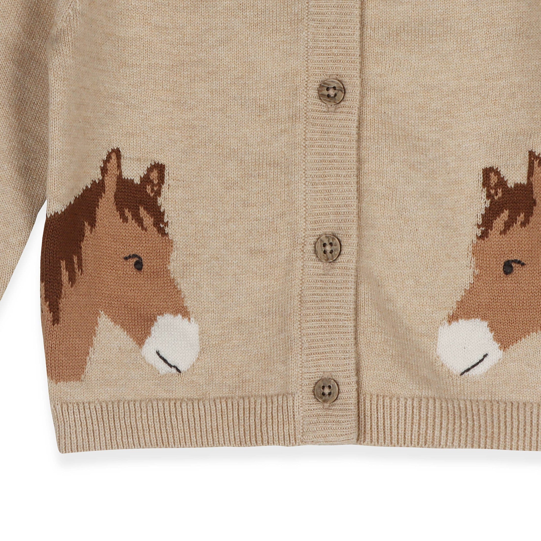 Organic Oatmeal Cotton Horse Baby Cardigan