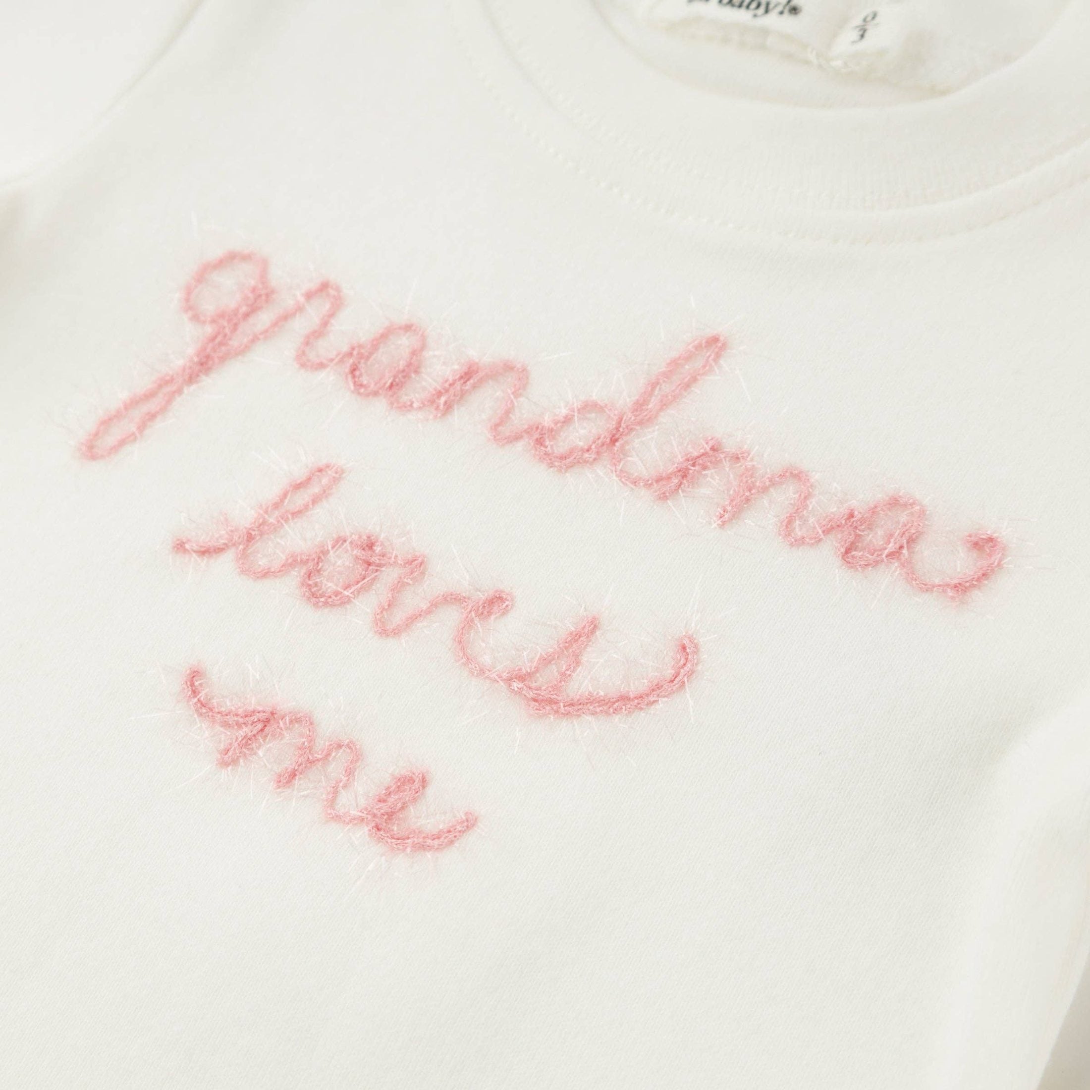 Baby Girl Two-Piece Set – Pink Embroidered “Grandma Loves Me” Clothes