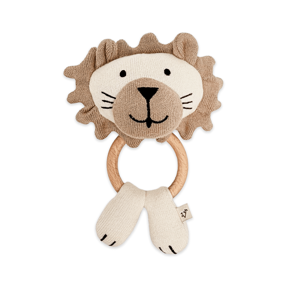 Natural Lion Organic Stuffed Animal Baby Ring Rattle