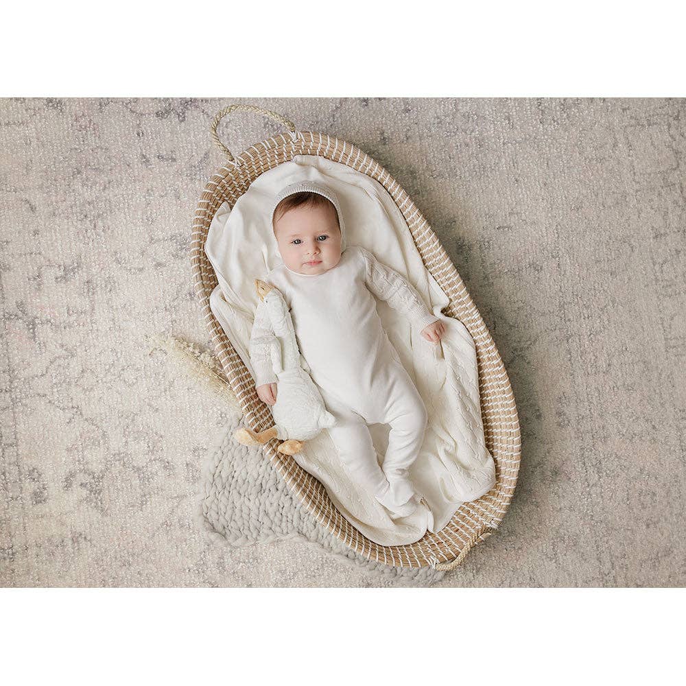 Luxe Texture Ivory Knit Baby Footie
