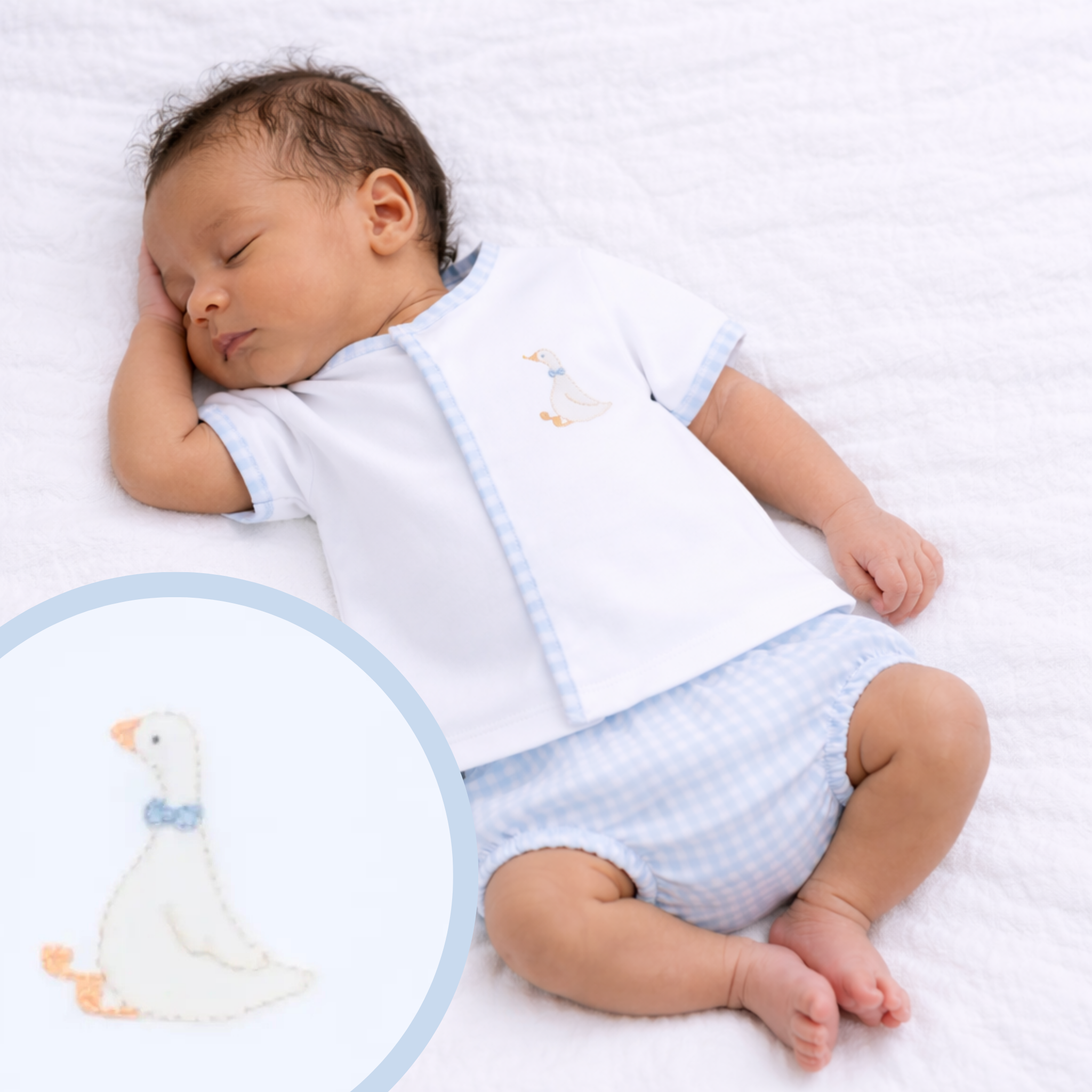 Baby Boy Blue & White Gingham 2-Piece Set