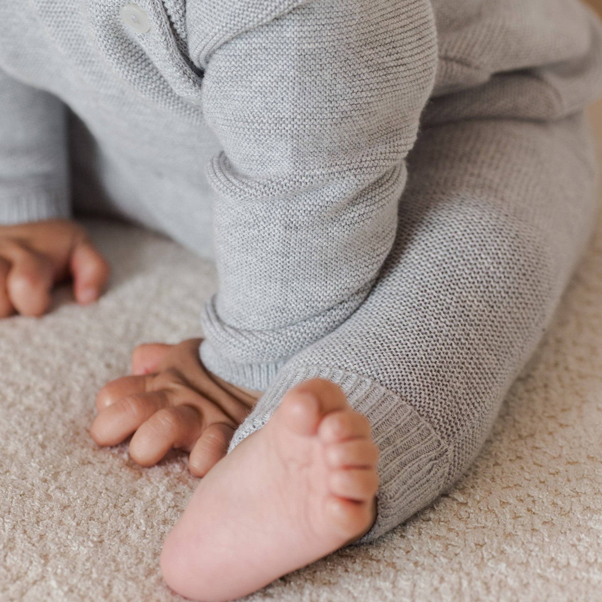 Baby & Toddler 2-Piece Dusty blue Fine Knit Sweater and Ribbed Pant Set