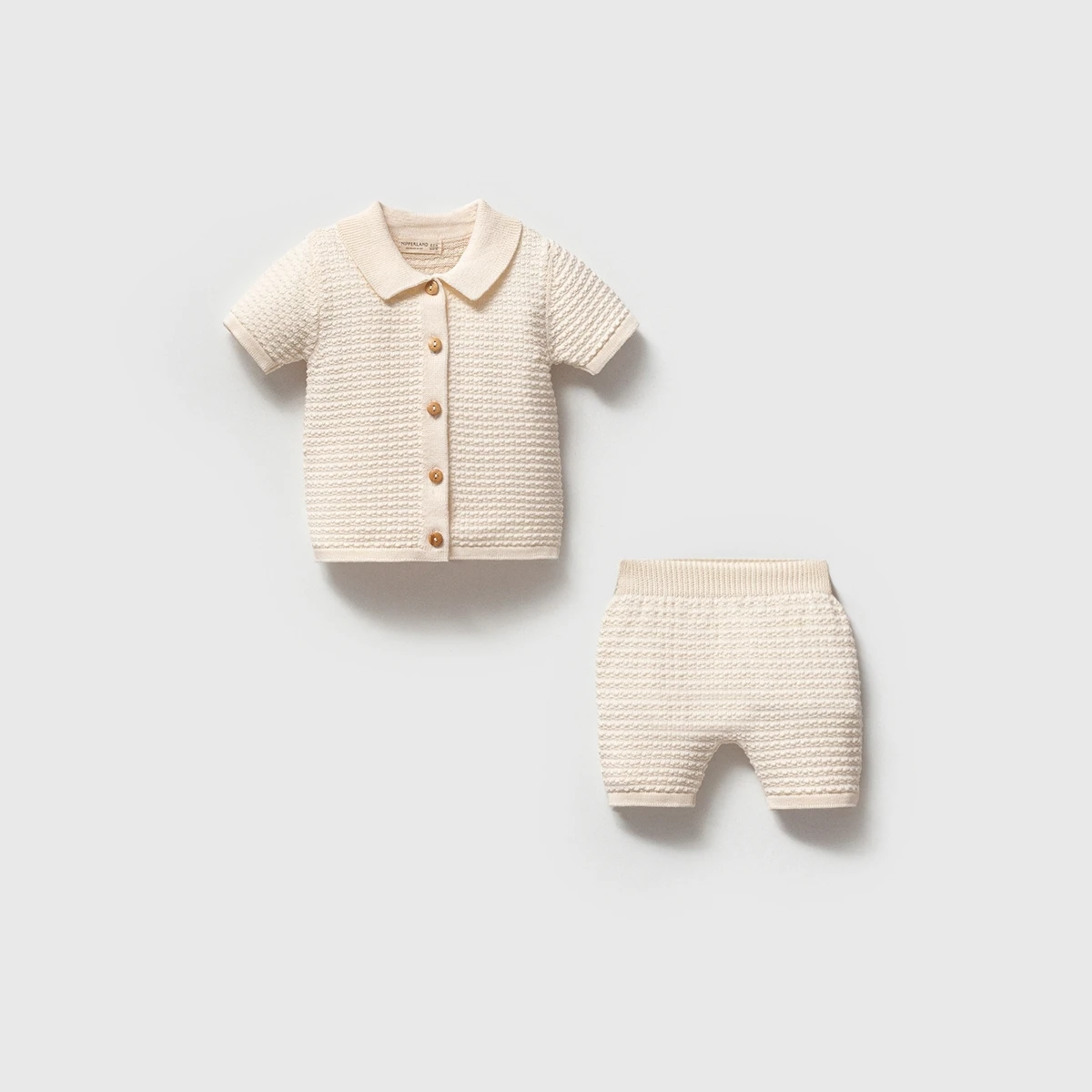 Henry 2-Piece Organic Cotton Knit Baby Set Cream