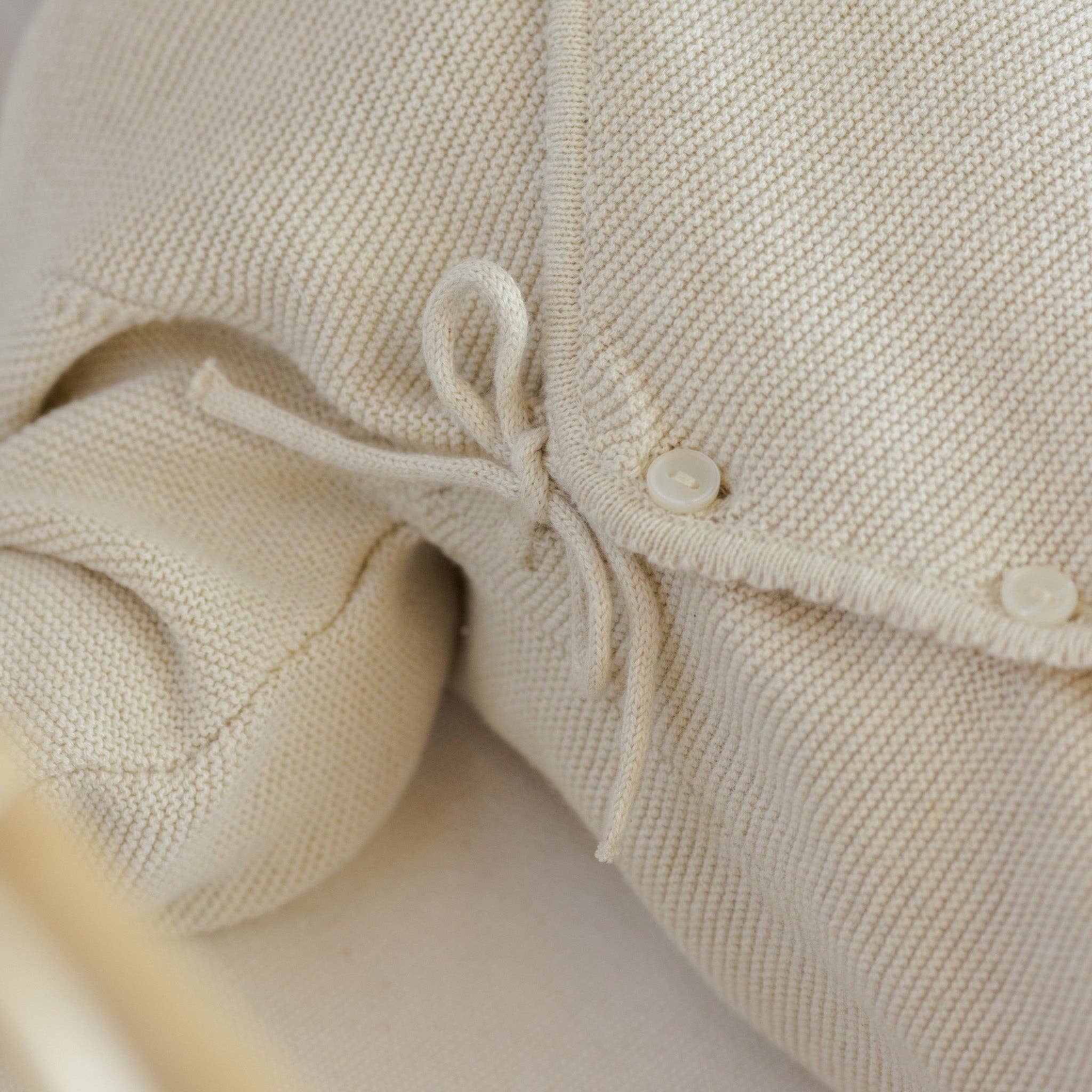Beige Knit Baby Onesie – Wrap Front with Side Tie