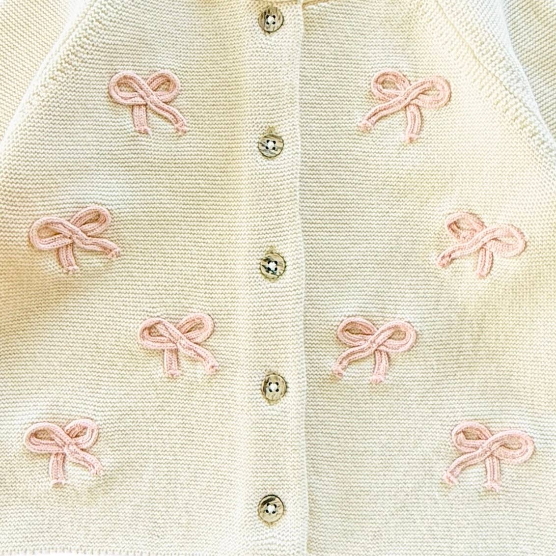 Zoe Bow Sweater Knit Baby Button Cardigan and Legging Set