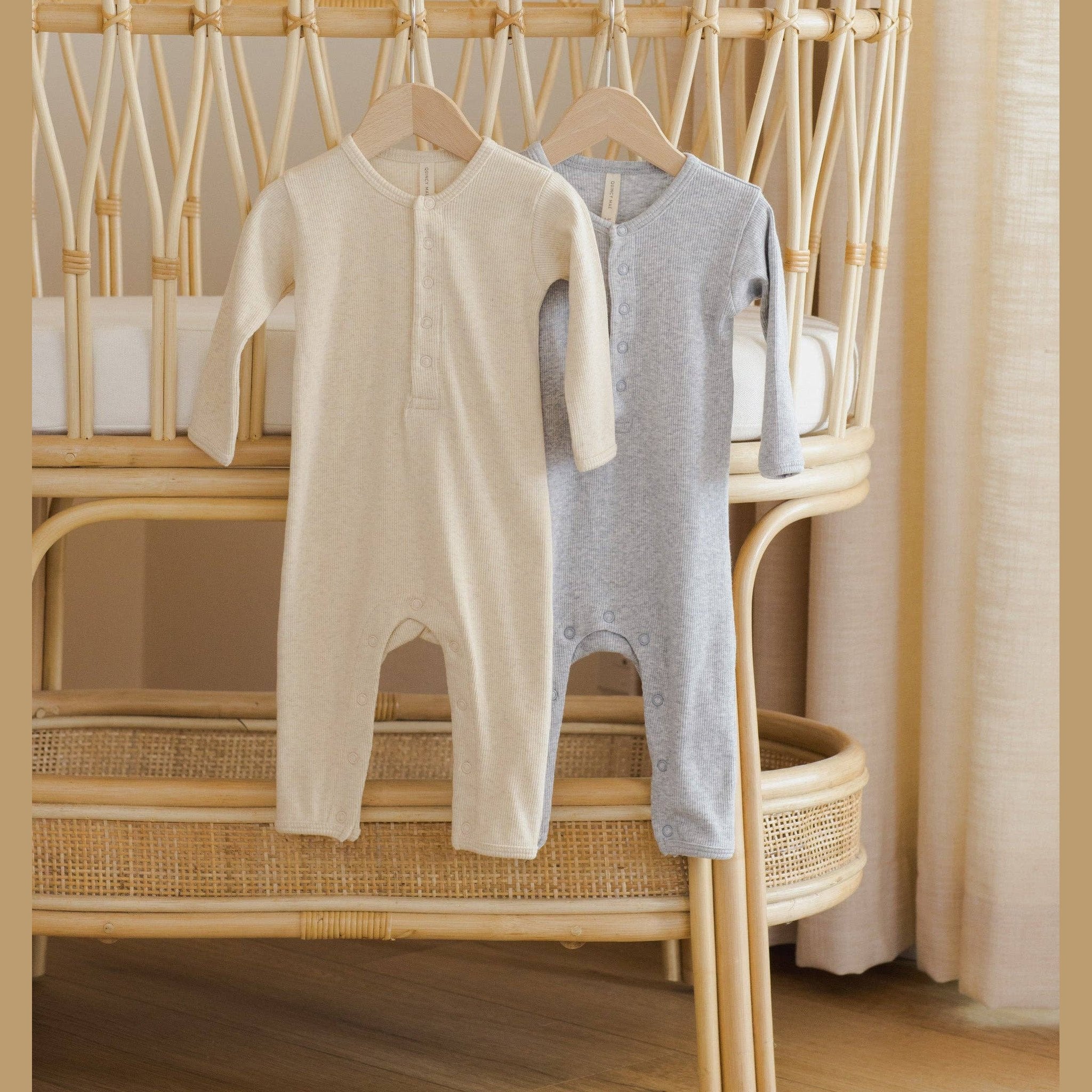 Oatmeal Long Sleeve Knitted Baby Bodysuit