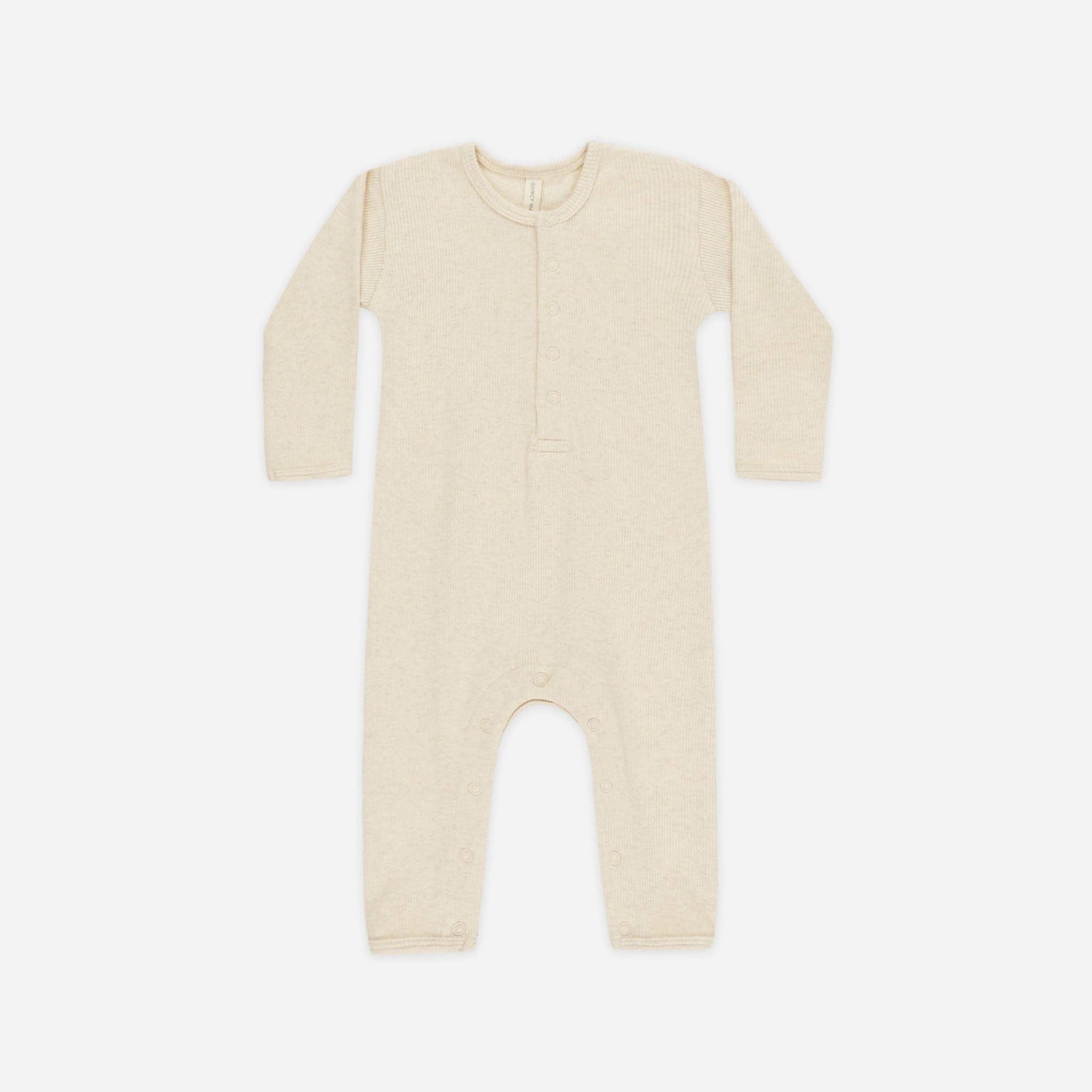 Oatmeal Long Sleeve Knitted Baby Bodysuit