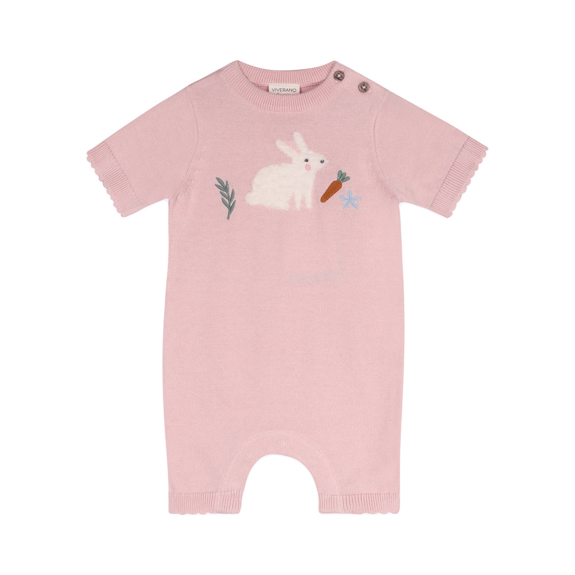 Furry Bunny Embroidered Baby Knit Romper Organic Cotton