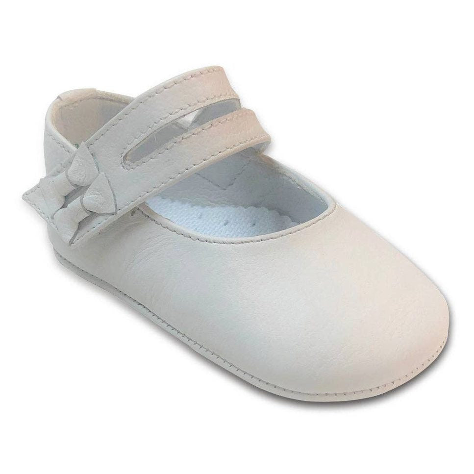 Double Ribbon Pre-Walker Baby Shoes – White