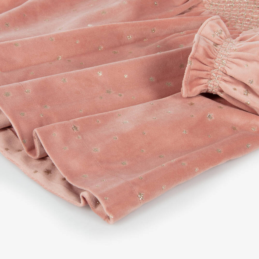 Girls Pink Velour Star Dress
