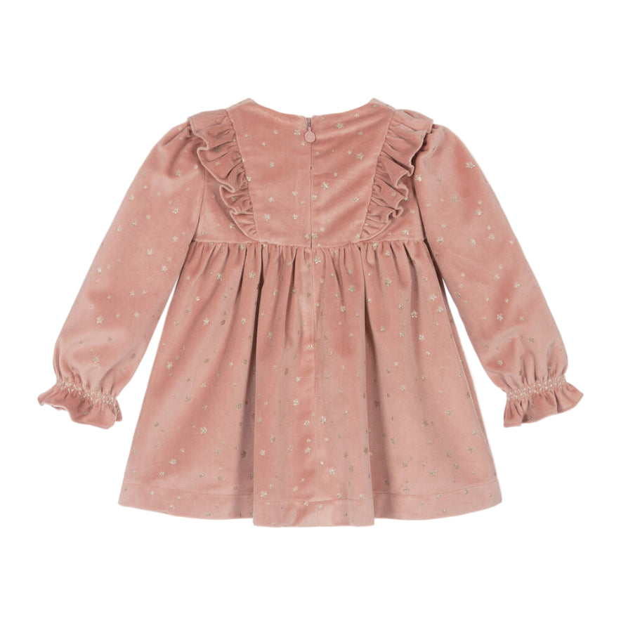 Girls Pink Velour Star Dress
