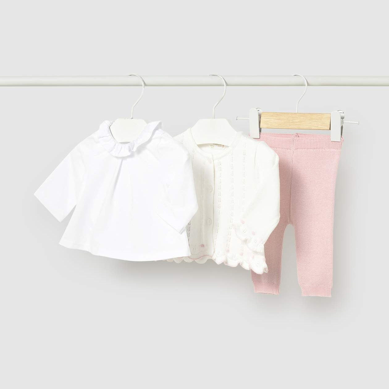 Baby Girl  3-Piece Pink Knit Cardigan Set