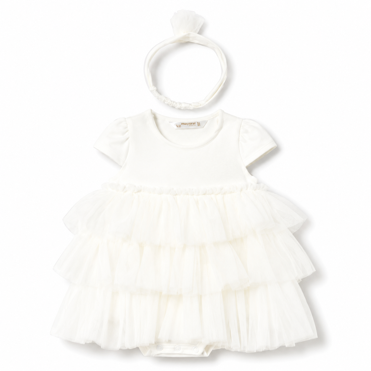 White Ruffle Dress with Headband