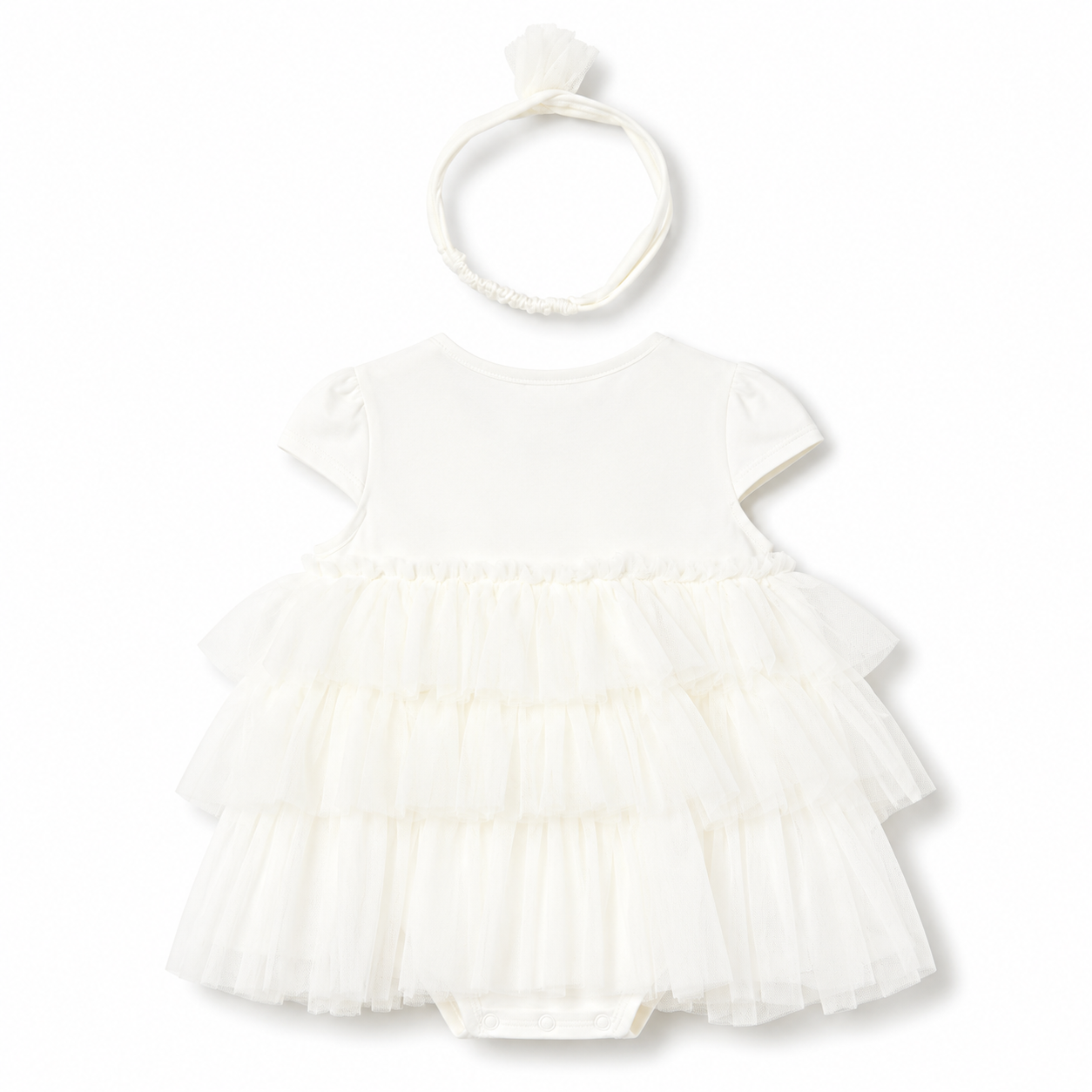 White Ruffle Dress with Headband